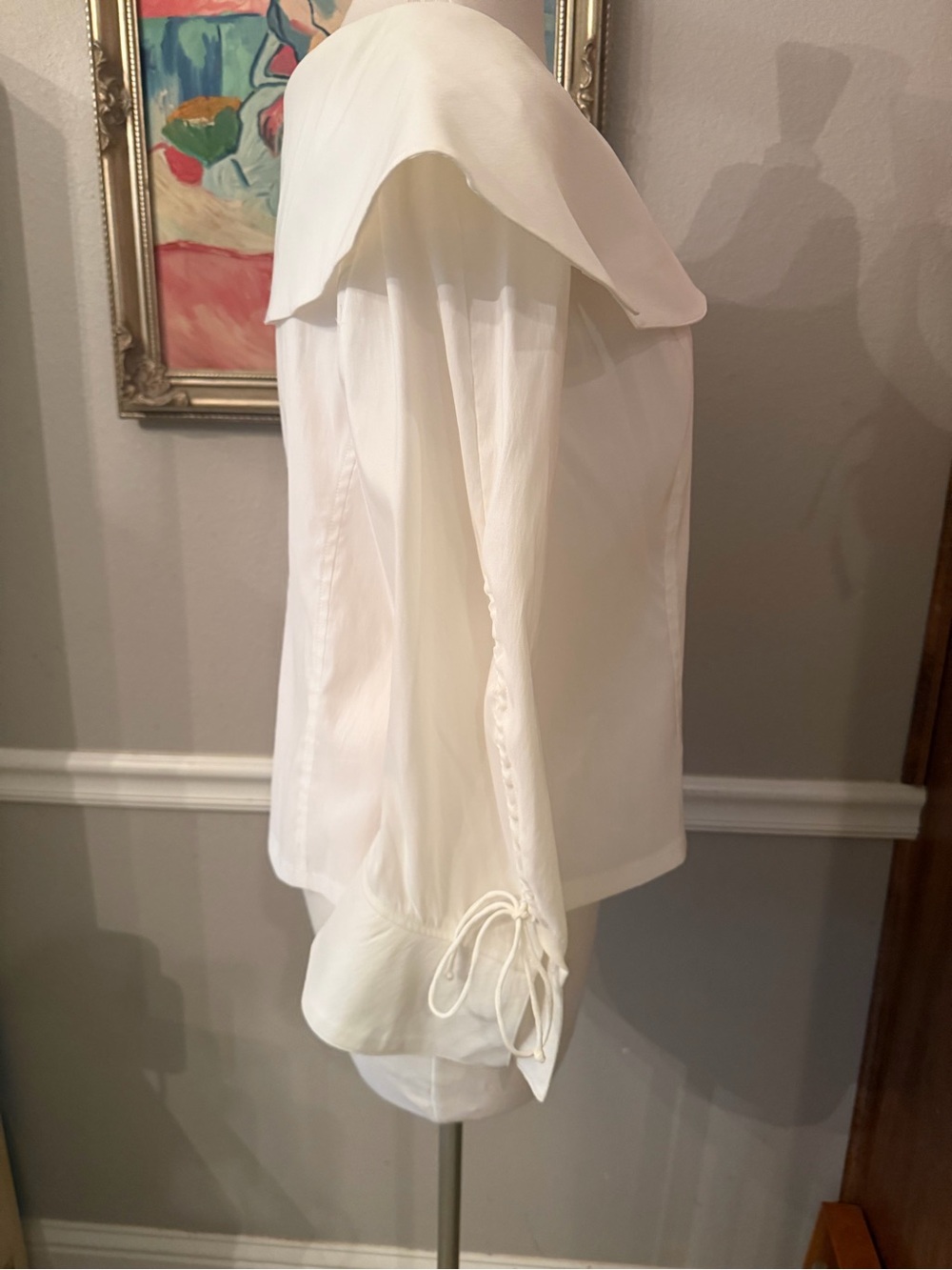 Vintage Victor Costa White Off Shoulder Statement Blouse Size 14 Rhinestone - Picture 5 of 9